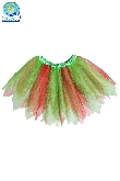 GONNA DI TULLE BICOLORE BAMBINA LUNGHEZZA 35CM ROSSO/VERDE